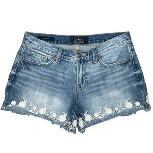 Lucky Brand Women Denim Shorts - The Cut Off | 4 / 27 | Blue White Embroidery